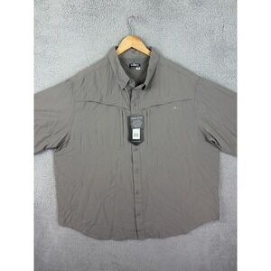 Habit Shirt Mens 2XL Gray Solar-Factor Short Sleeve Nylon Fishing Button Front